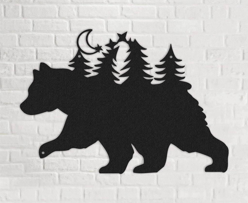 bear black metal wall art
