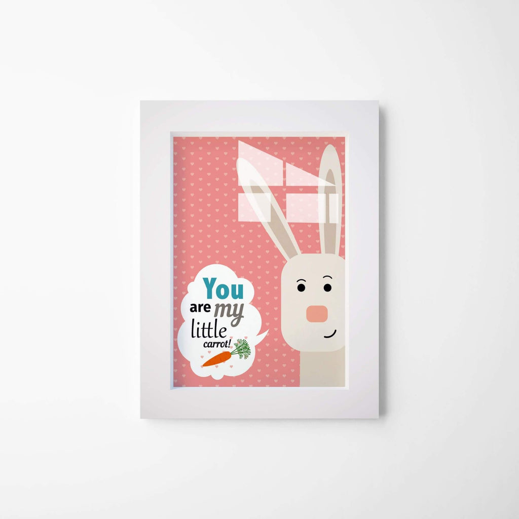 You Are My Little Carrot | Bunny Framed Glass Art | Framed Wall Hanging For Kidsroom - Hencely