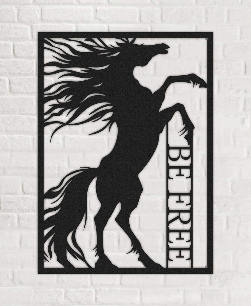 The Horse | BE FREE Contemporary Metal Wall Art | Dark Horse Metal Wall Decor - Hencely