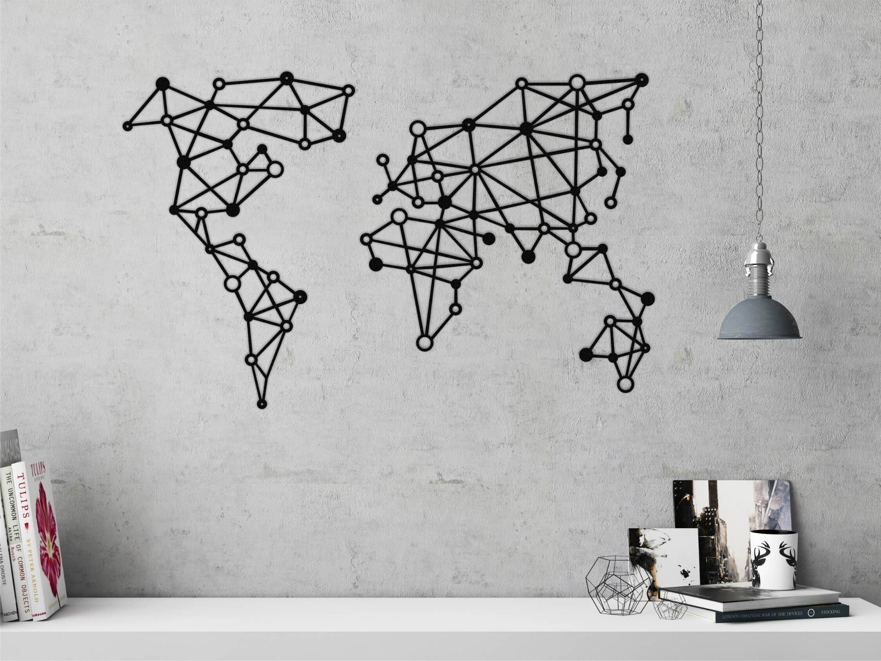 Geometric Metal World Map | World Map Wall Art | Modern Wall Decor