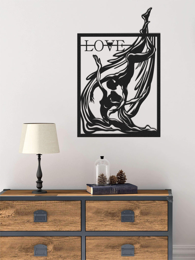 LOVE Dancing Couple Metal Wall Decor | Contemporary Metal Wall Panel - Hencely