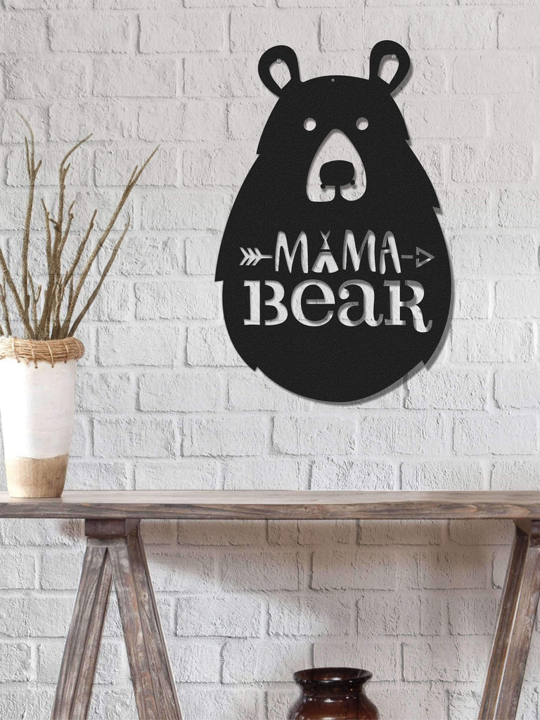 Mama Bear  Decorative Metal Wall Art Black Wall Decor - Hencely