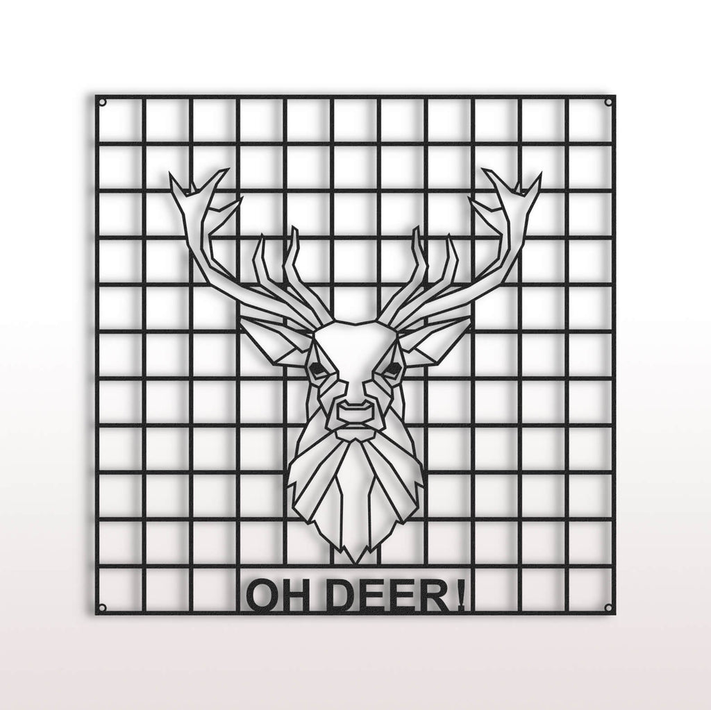 The Deer Metal Grid Wall Panel "Oh Deer!" Pegboard Metal Wall Organizer - Hencely