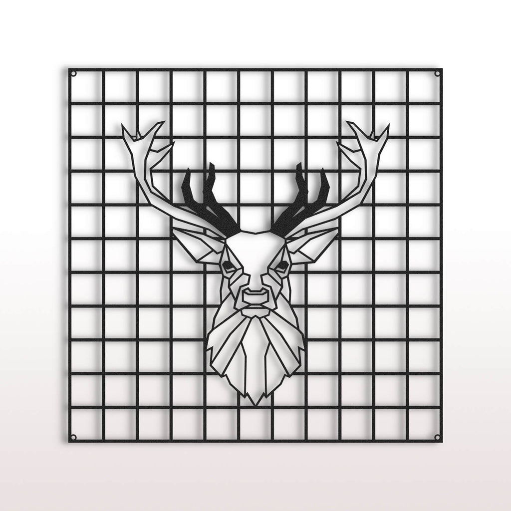 Deer Head Metal Grid Wall Panel