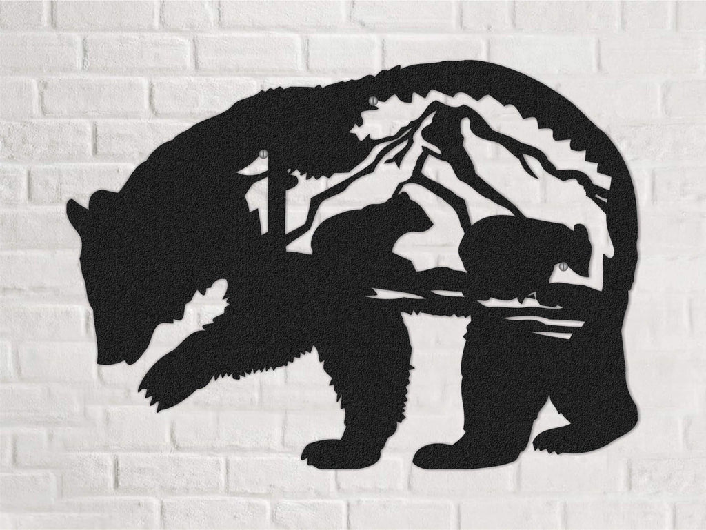 Bear Black Metal Wall Hanging by Hencely