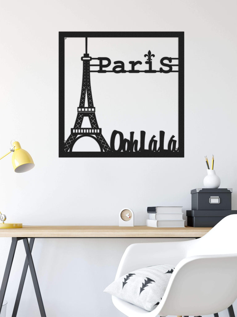 Paris, O La La Eiffel Tower Metal Wall Decor  Black Metal Wall Hanging - Hencely