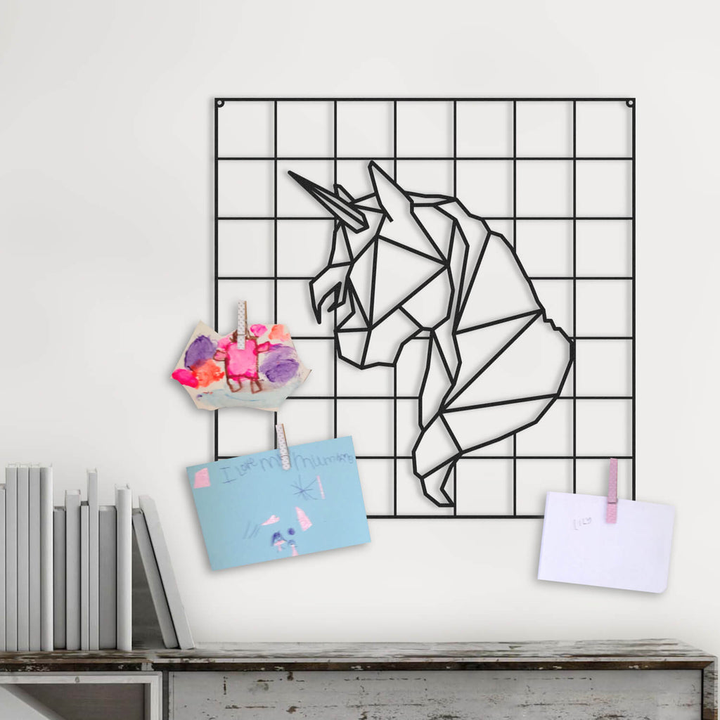 The Unicorn | Metal Wall Art | Wall Organizer | Decorative Pegboard - Hencely