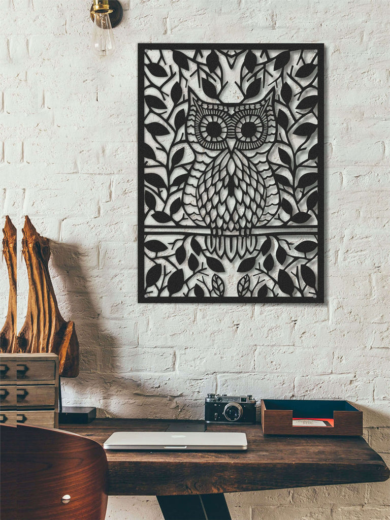 The Night Owl  Metal Wall Panel - Decorative Wall Hanging - Hencely