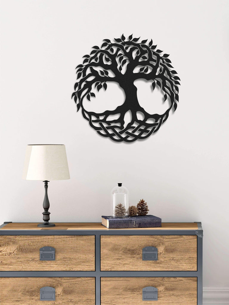 Tree Of Life Symbol | Round Metal Wall Decor | Figurative Metal Wall Hanging - Hencely