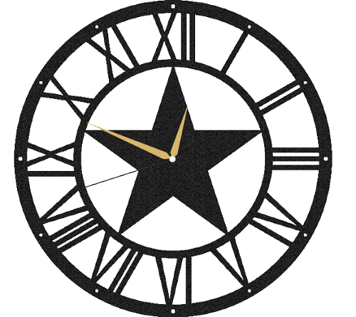The Star| Metal Wall Clock | Romen Numerals | Round Hanging Clock - Hencely