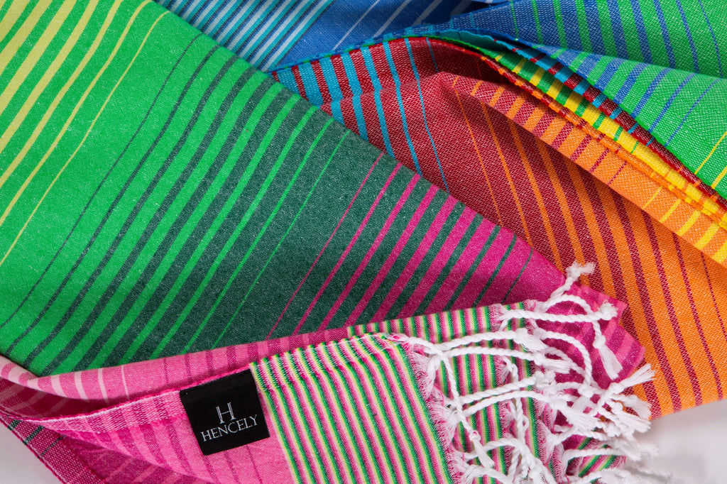 Rainbow Hombre Stripes | Beach Towel |  %100 Turkish Cotton | Sandfree & Quickdry - Hencely