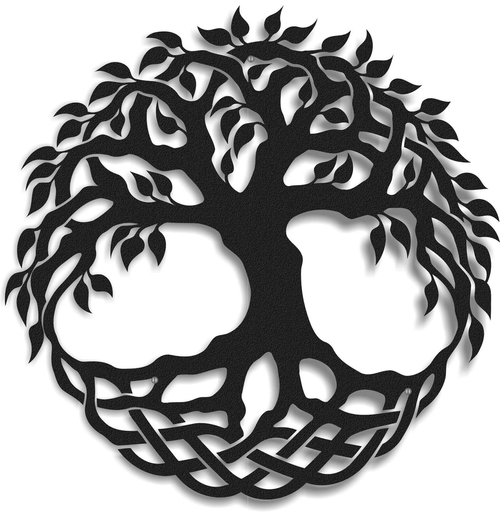 Tree Of Life Symbol | Round Metal Wall Decor | Figurative Metal Wall Hanging - Hencely