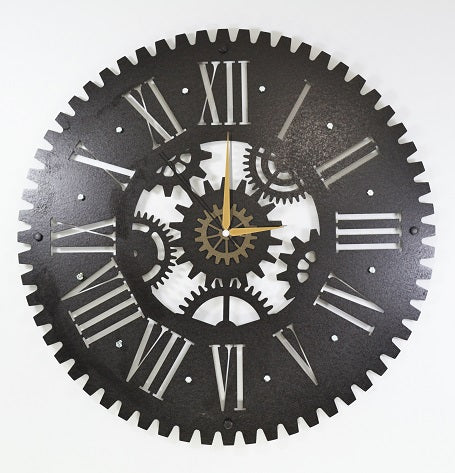 The Industrial | Contemporary Metal Wall Clock | Decorative Hanging Clock - Hencely