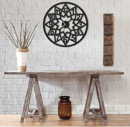 The Mandala Flower | Round Metal Wall Clock | Floral Hanging Clock - Hencely